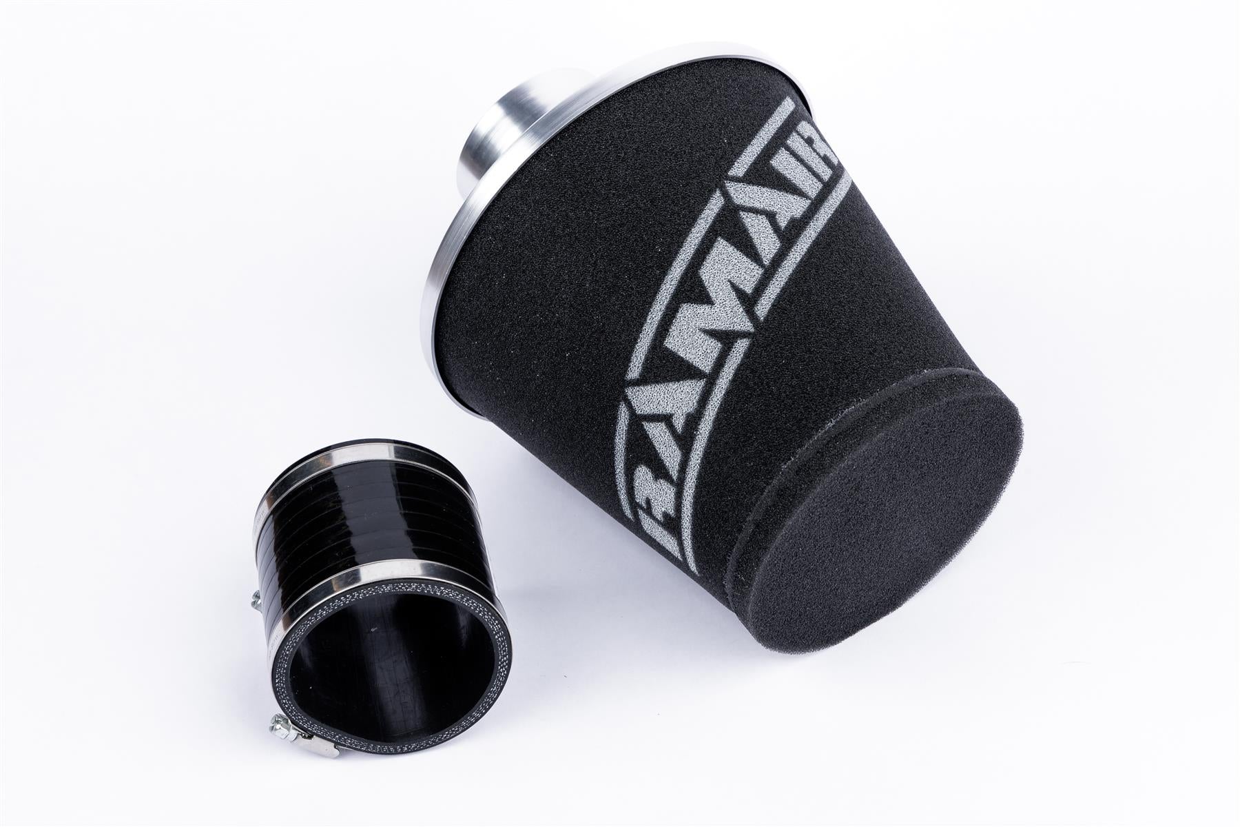 Ramair Ramair Medium Foam Filter Aluminium Base 90mm (3.5inch) OD Silver with Silicone Coupler